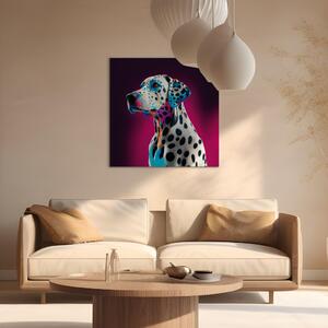 Obraz AI dalmatin - strakaté zvíře v růžové místnosti - čtverec