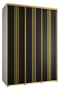 Šatní skříň YVONA 6 - 170/60 cm, bílá / černá / zlatá