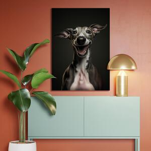 Obraz AI chrtí pes - portrét široce se usmívajícího domácího zvířete - na výšku