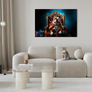 Obraz Pes s umělou inteligencí Anglický buldoček - zvíře jako král na trůnu - úrovně
