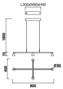 Mantra 9410 Africa, černé závěsné svítidlo 4xLED 5W, 3000K, 80 x 40cm