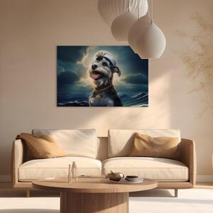 Obraz AI knírač pes - fantasy portrét domácího mazlíčka jako námořníka - horizontálně