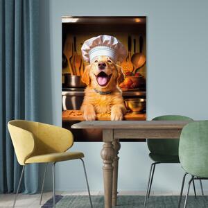 Obraz AI pes zlatý retrívr - veselé zvířátko jako kuchař - svisle