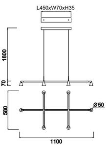 Mantra 9409 Africa, černé závěsné svítidlo 6xLED 5W, 3000K, 110 x 58cm