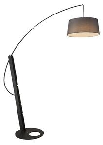Mantra 9446+9448 Ricca, černá oblouková nastavitelá lampa, 1xE27 30W 2700/3200/4000K, šedé stínítko, výška 230cm