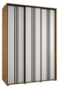 Šatní skříň YVONA 6 - 170/60 cm, dub artisan / bílá / černá