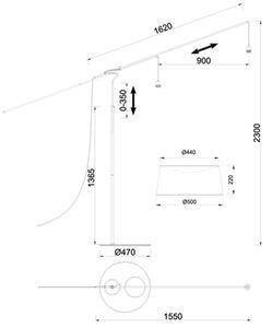 Mantra 9445+9448 Ruti, černá stojací lampa, nastavitelná, 1xE27 30W 2700/3200/4000K, výška max.230cm