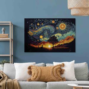 Obraz Východ slunce - barevná krajina inspirovaná dílem van Gogha