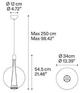 Lodes 14818 7130 Sky-Fall Round Large, závěsné svítidlo zlatozelené sklo/černá, 12W LED 3000K, prům. 34cm