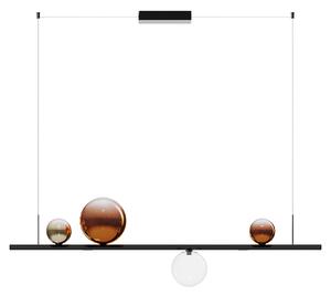 Lodes Random Stick medium, závěsné svítidlo 10W LED 3000K, černá/zlatá+bronzová+čirá, délka 120cm