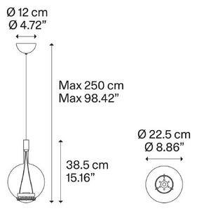 Lodes 14815 7127 Sky-Fall Round Medium, závěsné svítidlo zlatozelené sklo/chrom, 12W LED 2700K, prům. 22,5cm