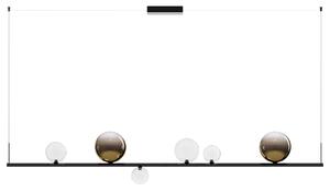 Lodes Random Stick XL, závěsné svítidlo 15W LED 2700K, černá/čirá+zlatozelená, délka 180cm