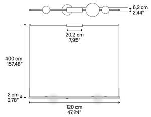 Lodes Random Stick medium, závěsné svítidlo 10W LED 2700K, černá/zlatá+bronzová+čirá, délka 120cm