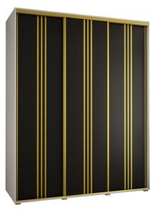 Šatní skříň YVONA 6 - 190/60 cm, bílá / černá / zlatá