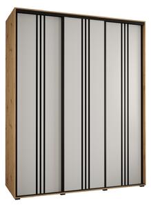 Šatní skříň YVONA 6 - 190/60 cm, dub artisan / bílá / černá