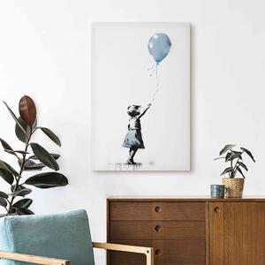 Obraz Modrý balonek - dívčí postava na graffiti ve stylu Banksyho