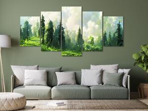 Obraz Stromy na horském svahu - horská krajina s akvarelovými stromy