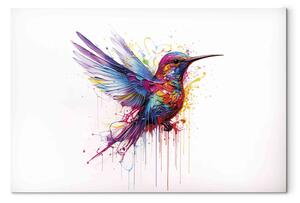 Obraz Painting Bird - Composition With Hummingbird and Paint on White Background