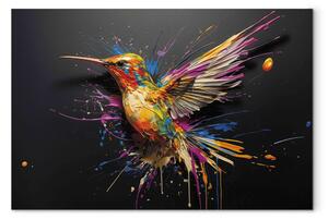 Obraz Colorful Bird - Watercolor Vision of a Hummingbird on a Black Background