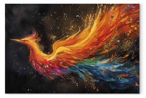 Obraz Firebird - Painterly Phoenix Rushing With the Wind on a Black Background