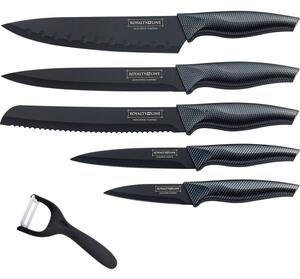 6dílná sada nožů se škrabkou Royalty Line RL-CB5 / antiadhezní vrstva / karbonový vzor / ROZBALENO