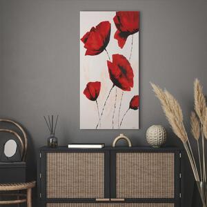 Obraz Malované červené máky (1 díl) - minimalistický květinový motiv