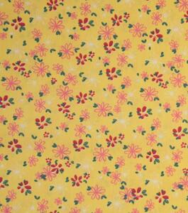 Popelín - Květy bordové na žluté (Bavlna popelín 130 g / m²)