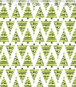 Metráž látka vánoční stromek zelený na bílé | RTex