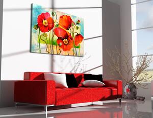 Obraz Šťastné kvetoucí červené maky (1 díl) - barevný motiv květů