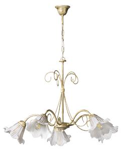 Light for home - Závěsný lustr na řetězu "TOSKANA" 4050 v béžové barvě, 5x40W, E14, béžová, zlatá, patina