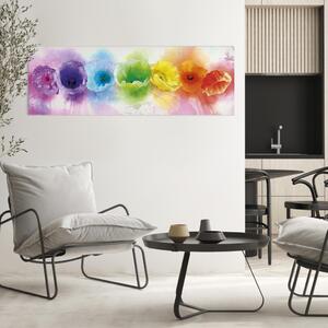 Obraz Abstrakce (1-dílný) - kompozice barevných květů na bílém pozadí