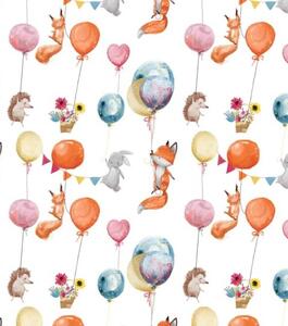 Metráž bavlněná látka zvířátka s balónky | RTex