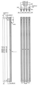 Sapho Pilon IZ122T Radiátor kombinovaný, 27x180cm, černá mat