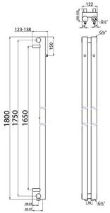 Sapho Pilon IZ123CR Radiátor kombinovaný 12,2x180cm, chrom