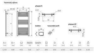 EBS LEO G50120SCR Radiátor elektrický 50x120 cm, tyč S vpravo, chrom