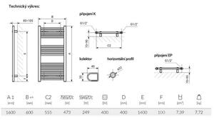 EBS LEO G60160MCR Radiátor elektrický 60x160 cm, tyč M vpravo, chrom
