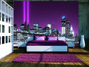 Fototapeta New York v fialové - Manhattan a architektura s Brooklynským mostem