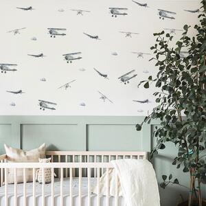 Funlife Dětské samolepky na zeď pro kluky historická letadla 4 x 13 cm