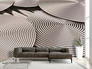Fototapeta Měděné spirálové talíře - 3D kompozice z geometrických tvarů