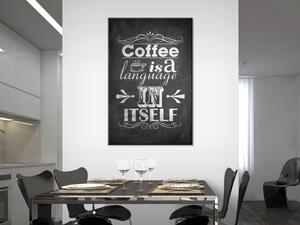 Obraz Jazyk kávy (1-dílný) - černobílý motiv s anglickým nápisem