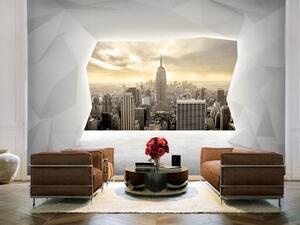 Fototapeta Geometrická architektura - pohled z okna na mrakodrapy New Yorku
