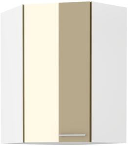 STL Rohová skříňka horní LARA (výška 90 cm) Barevné provedení: Bílá / Šedý lesk