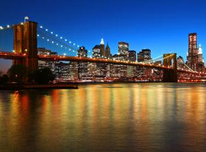 Fototapeta Západ slunce nad Brooklynským mostem - městská architektura New Yorku