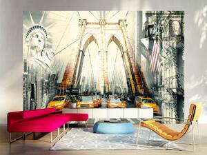 Fototapeta Městský život - kolaž s motivem města New York s Sochou svobody