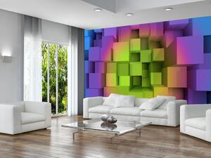 Fototapeta Futuristická mapa - barevné geometrické tvary s efektem iluze