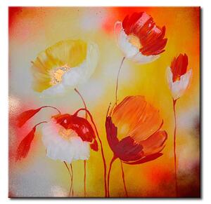Obraz Záření máků - ručně malované květy v odstínech teplých barev