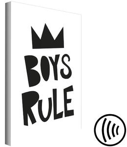 Obraz Chlapci vládnou (1-dílný) - Černobílý grafický motiv s korunou