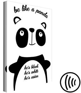 Obraz Moudrá panda (1-dílný) - Grafický motiv s nápisy v angličtině