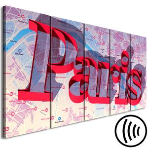 Obraz Červená Paris (5dílná) úzká