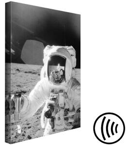 Obraz Astronautský fotograf (1-dílný) - černobílý měsíc a kosmonauti